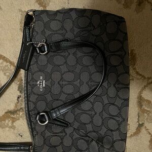 Coach Charcoal and Black Signature Shoulder Bag